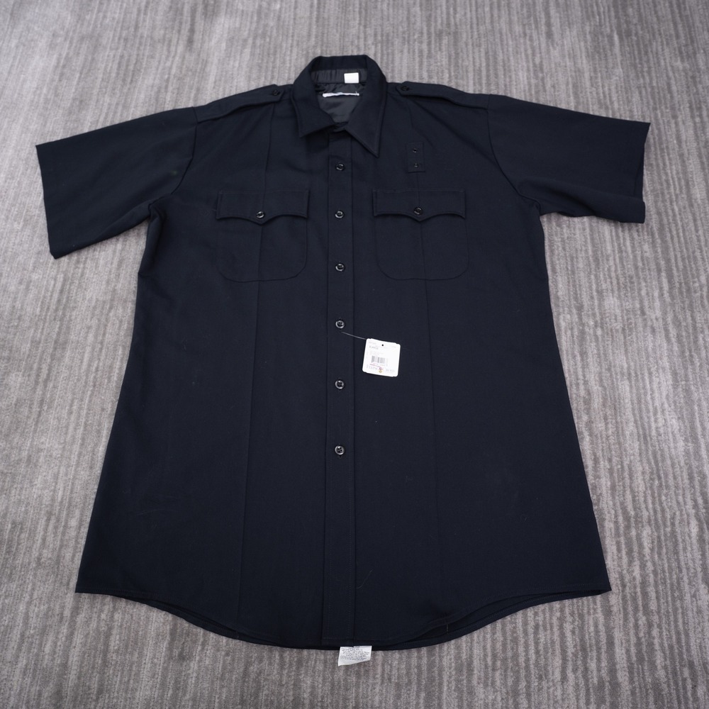 Flying Cross Uniform Shirt Mens XL Black New Short Sleeve Epaulets New NWT
